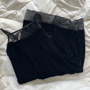 Y2K Velvet Butterfly Mini Black Dress